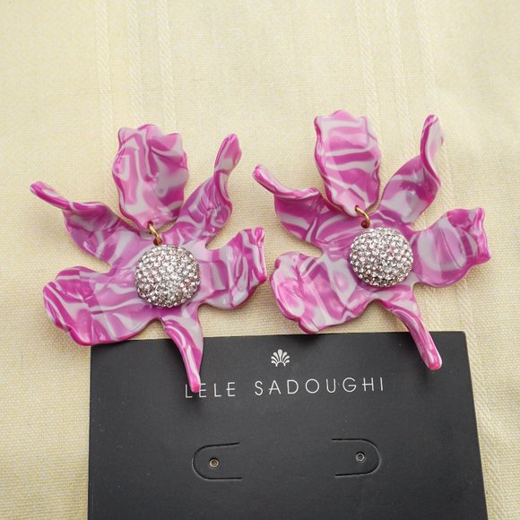 NEW Lele Sadoughi Large Statement Earrings in Magenta 10 Year Anniversary - Picture 1 of 7